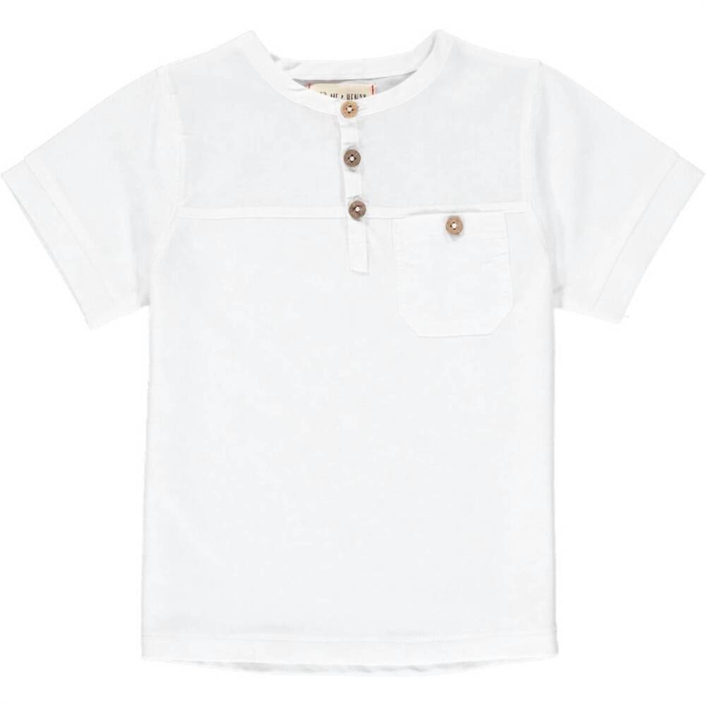 NEW ME & HENRY boys boardwalk pique henley tee in white